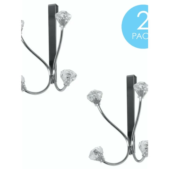 Home Basics Over The Door Double Hanging Hook With Crystal Knobs Storage & Organization - Image 3