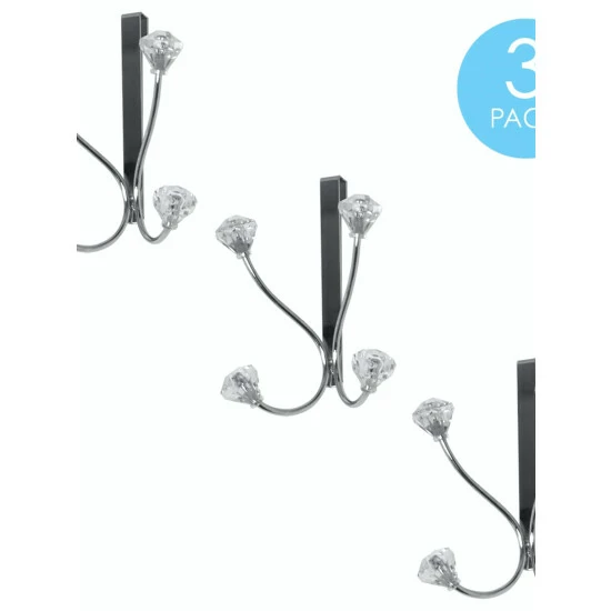 Home Basics Over The Door Double Hanging Hook With Crystal Knobs Storage & Organization - Image 4