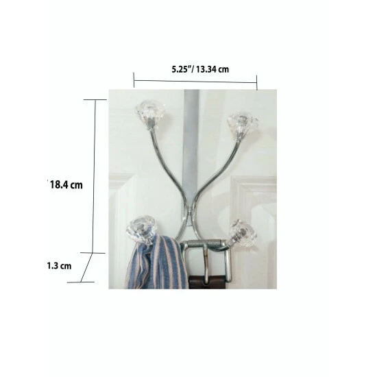 Home Basics Over The Door Double Hanging Hook With Crystal Knobs Storage & Organization - Image 5