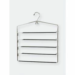 Home Basics 4 Tier Trouser Hanger With Non-Slip PVC Coated Swinging Arms And Built-In Accessory Hook Storage & Organization