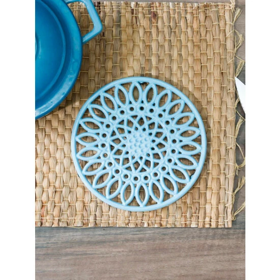 Home Basics Sunflower Heavy Weight Cast Iron Trivet, Light Blue Tools & Accessories - Image 2