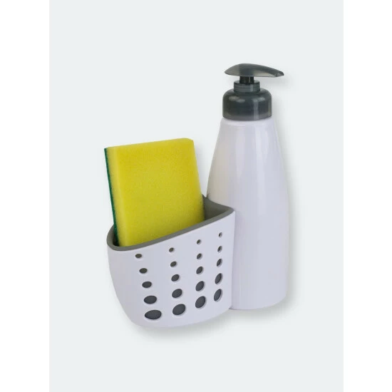 Home Basics Soap Dispenser With Perforated Sponge Holder, White Tools & Accessories Default Title