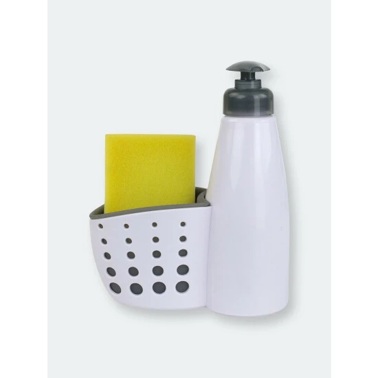 Home Basics Soap Dispenser With Perforated Sponge Holder, White Tools & Accessories Default Title - Image 4