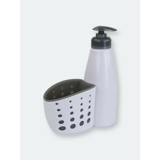 Home Basics Soap Dispenser With Perforated Sponge Holder, White Tools & Accessories Default Title - Image 5