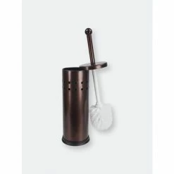 Home Basics Vented Stainless Steel Toilet Brush Set, Bronze Bath Accessories