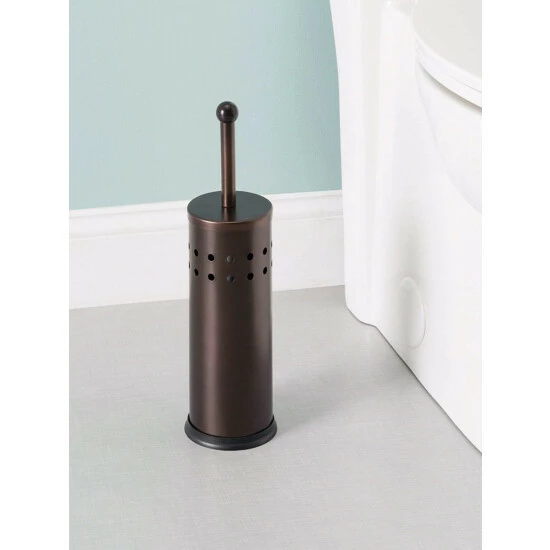 Home Basics Vented Stainless Steel Toilet Brush Set, Bronze Bath Accessories - Image 2
