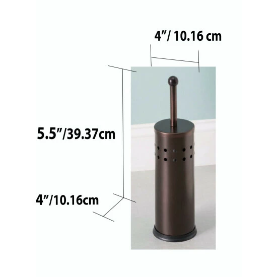 Home Basics Vented Stainless Steel Toilet Brush Set, Bronze Bath Accessories - Image 3