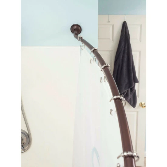 Home Basics Steel Curved Shower Rod, Bronze Bath Accessories - Image 2