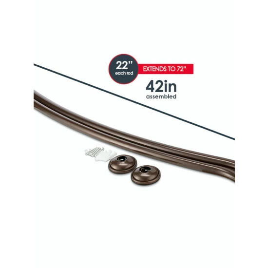 Home Basics Steel Curved Shower Rod, Bronze Bath Accessories - Image 4