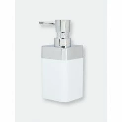 Home Basics Skylar 10 Oz. ABS Plastic Soap Dispenser, White Bath Accessories