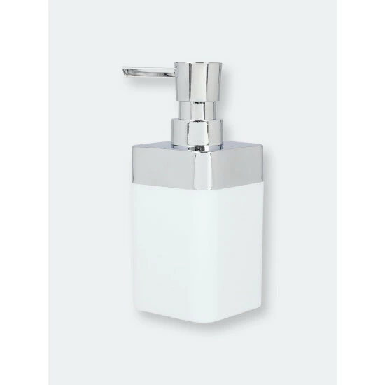 Home Basics Skylar 10 Oz. ABS Plastic Soap Dispenser, White Bath Accessories