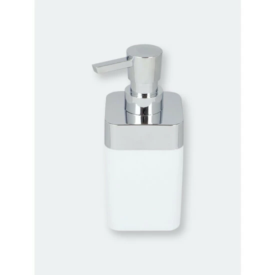 Home Basics Skylar 10 Oz. ABS Plastic Soap Dispenser, White Bath Accessories - Image 3