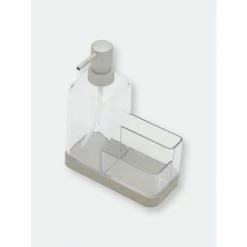 Home Basics 13.5 Oz. Plastic Soap Dispenser With Sponge Compartment, Satin Nickel Bath Accessories