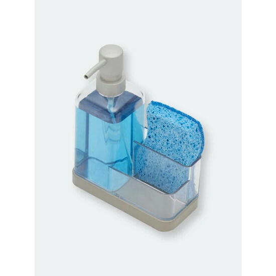 Home Basics 13.5 Oz. Plastic Soap Dispenser With Sponge Compartment, Satin Nickel Bath Accessories - Image 3