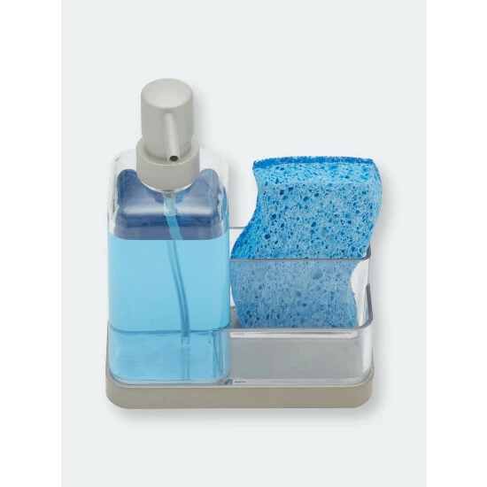 Home Basics 13.5 Oz. Plastic Soap Dispenser With Sponge Compartment, Satin Nickel Bath Accessories - Image 4