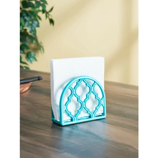 Home Basics Lattice Collection Cast Iron Napkin Holder, Turquoise Storage & Organization - Image 2