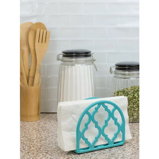 Home Basics Lattice Collection Cast Iron Napkin Holder, Turquoise Storage & Organization - Image 3