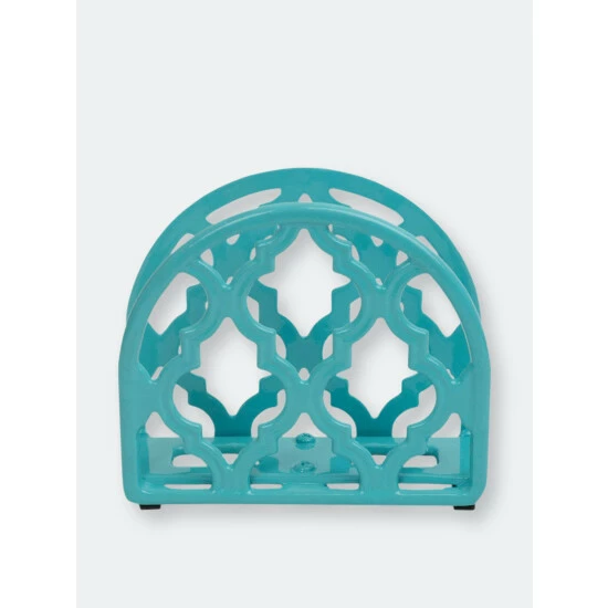 Home Basics Lattice Collection Cast Iron Napkin Holder, Turquoise Storage & Organization - Image 4