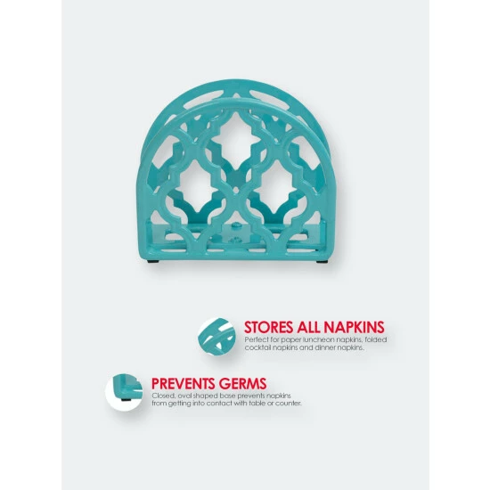 Home Basics Lattice Collection Cast Iron Napkin Holder, Turquoise Storage & Organization - Image 6