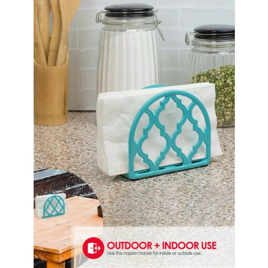Home Basics Lattice Collection Cast Iron Napkin Holder, Turquoise Storage & Organization - Image 7