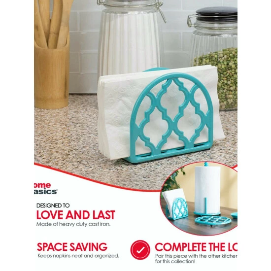 Home Basics Lattice Collection Cast Iron Napkin Holder, Turquoise Storage & Organization - Image 8