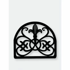 Home Basics Cast Iron Fleur De Lis Napkin Holder, Black Storage & Organization