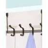 Home Basics 5 Dual Hook Over The Door Steel Organizing Rack, Bronze Storage & Organization