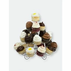 Home Basics 3 Tier Steel 23 Cupcake Holder, Silver Storage & Organization