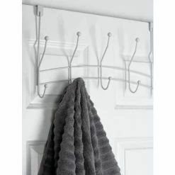 Home Basics Shelby 5 Hook Over The Door Hanging Rack, White Storage & Organization