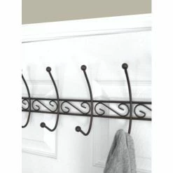 Home Basics Steel Over The Door 6 Hook Hanging Rack, Bronze Storage & Organization