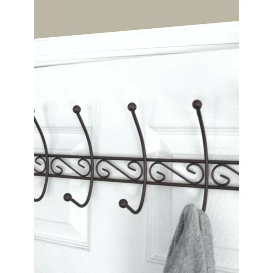 Home Basics Steel Over The Door 6 Hook Hanging Rack, Bronze Storage & Organization