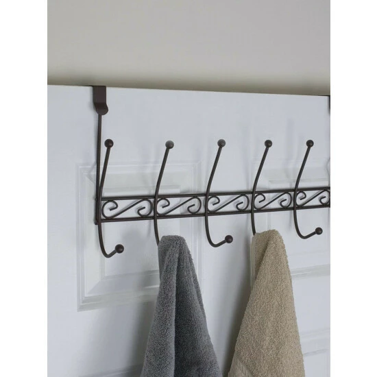 Home Basics Steel Over The Door 6 Hook Hanging Rack, Bronze Storage & Organization - Image 2