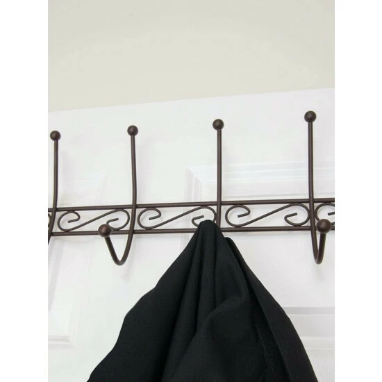 Home Basics Steel Over The Door 6 Hook Hanging Rack, Bronze Storage & Organization - Image 3