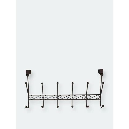 Home Basics Steel Over The Door 6 Hook Hanging Rack, Bronze Storage & Organization - Image 6