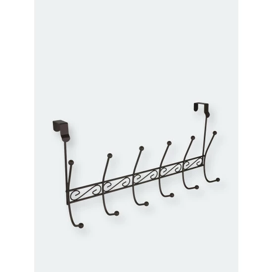 Home Basics Steel Over The Door 6 Hook Hanging Rack, Bronze Storage & Organization - Image 7
