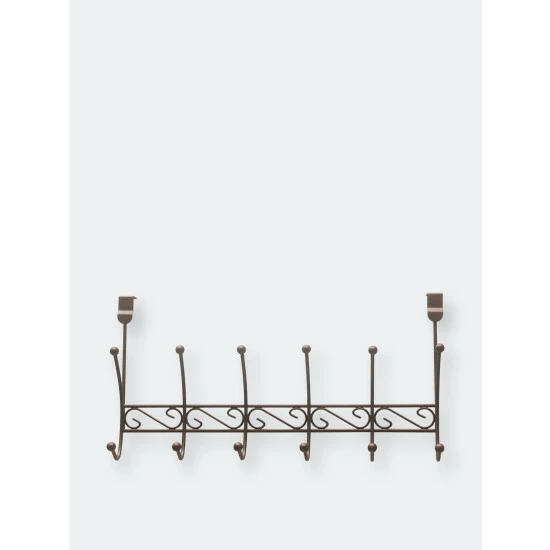 Home Basics Steel Over The Door 6 Hook Hanging Rack, Bronze Storage & Organization - Image 8