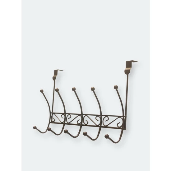 Home Basics Steel Over The Door 6 Hook Hanging Rack, Bronze Storage & Organization - Image 9