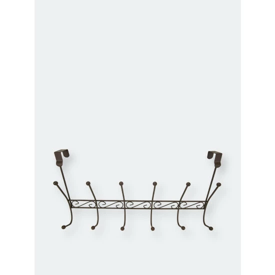 Home Basics Steel Over The Door 6 Hook Hanging Rack, Bronze Storage & Organization - Image 10