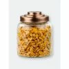 Home Basics Small 2.6 Lt Textured Glass Jar With Gleaming Air-Tight Copper Top Storage & Organization