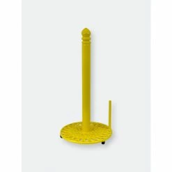 Home Basics Sunflower Free-Standing Cast Iron Paper Towel Holder With Dispensing Side Bar, Yellow Storage & Organization