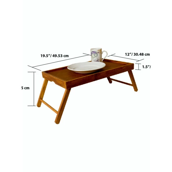 Home Basics Folding Multi-Purpose Rustic Wood Bed Tray With Carved Handles, Pine Storage & Organization 4 Home Basics Folding Multi-Purpose Rustic Wood Bed Tray With Carved Handles, Pine Storage & Organization - Image 4