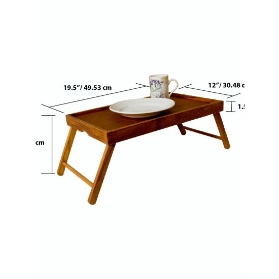 Home Basics Folding Multi-Purpose Rustic Wood Bed Tray With Carved Handles, Pine Storage & Organization 5 Home Basics Folding Multi-Purpose Rustic Wood Bed Tray With Carved Handles, Pine Storage & Organization - Image 5