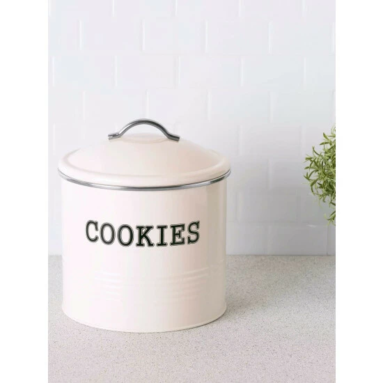 Home Basics Tin Cookie Jar, Ivory Tools & Accessories - Image 2