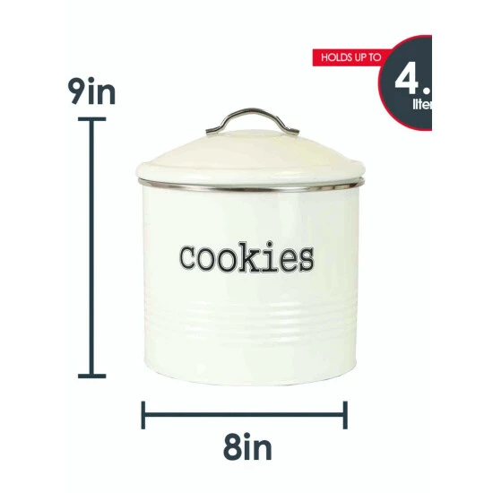 Home Basics Tin Cookie Jar, Ivory Tools & Accessories - Image 4
