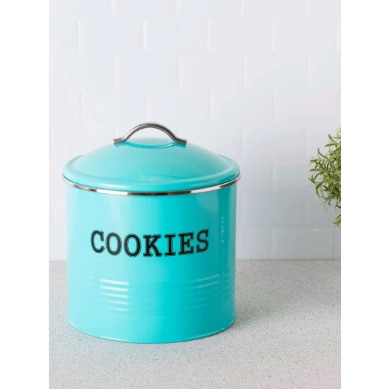 Home Basics Tin Cookie Jar, Turquoise Tools & Accessories - Image 2