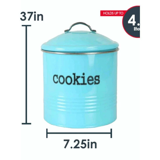 Home Basics Tin Cookie Jar, Turquoise Tools & Accessories - Image 4