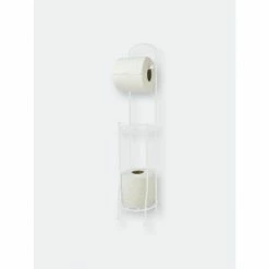 Home Basics Free-Standing Vinyl Coated Steel Dispensing Toilet Paper Holder, White Storage & Organization