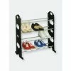 Home Basics Stackable 12 Pair Metal And Plastic Shoe Rack, Black Storage & Organization