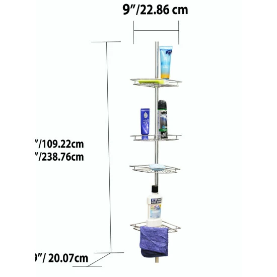 Home Basics 4 Tier Corner Shower Shelf Bath Accessories - Image 2