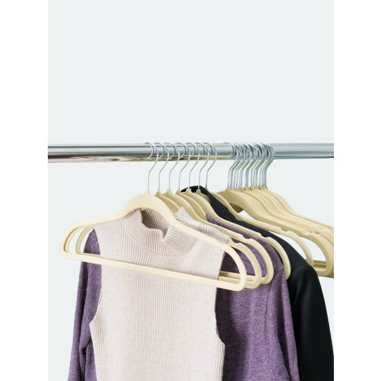 Home Basics Velvet Flocked Suit Hanger, (Pack Of 25), Ivory Storage & Organization - Image 3